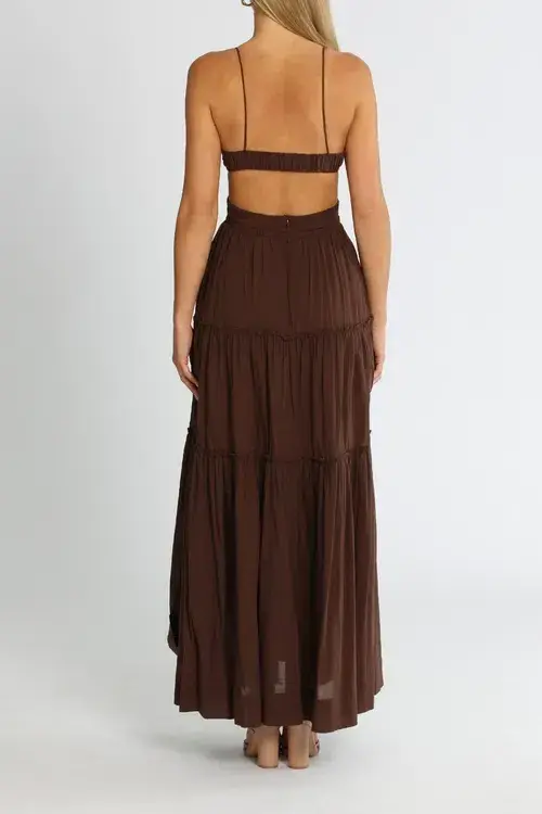 Bec & Bridge Carla V Maxi Dress Brown Size 6 for rent on The Volte - main image