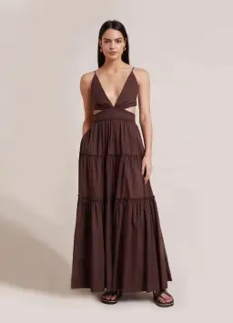 Bec & Bridge Carla V Maxi Dress Brown Size 6 for rent on The Volte - image 1