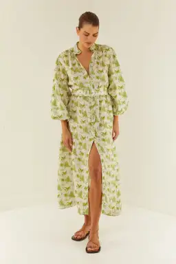 Palm Noosa Noddy Dress Green Palms Print Green Size AU 10 for rent on The Volte - image 1