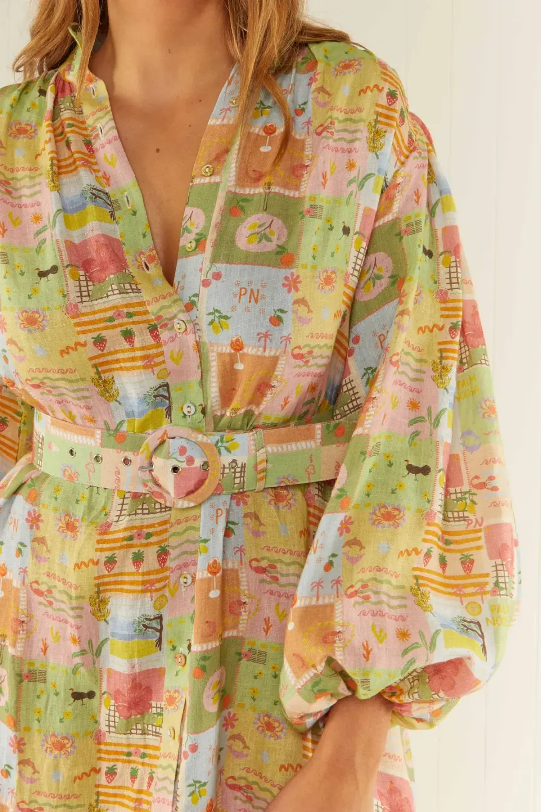 Palm Noosa Noddy Dress Noosa Tiles Print Multi Size AU 10 for rent on The Volte - main image