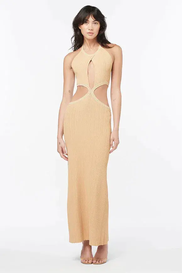 Manning Cartell Beyond Limits Knit Dress in Taupe Size AU 8 for rent on The Volte - main image