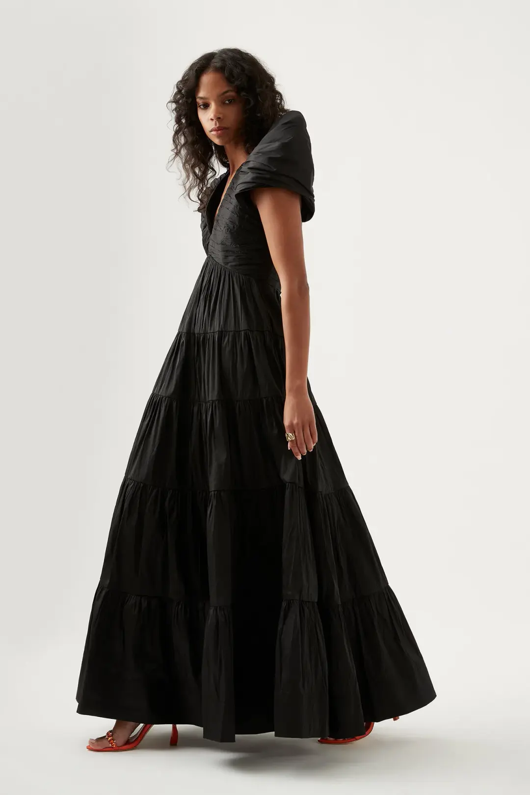Aje Statuesque Tiered Gown Black Size AU 6 for rent on The Volte - main image
