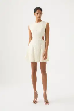 Aje Mirage Beaded Mini Dress Ivory Size 8