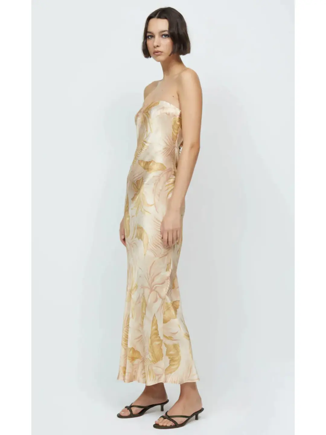 Bec & Bridge Dusty Palms Strapless Maxi Dress Print Size AU 6 for rent on The Volte - main image