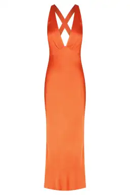 Shona Joy Milo Plunged Cross Back Midi Dress Hibiscus Size 6 for rent on The Volte - image 3