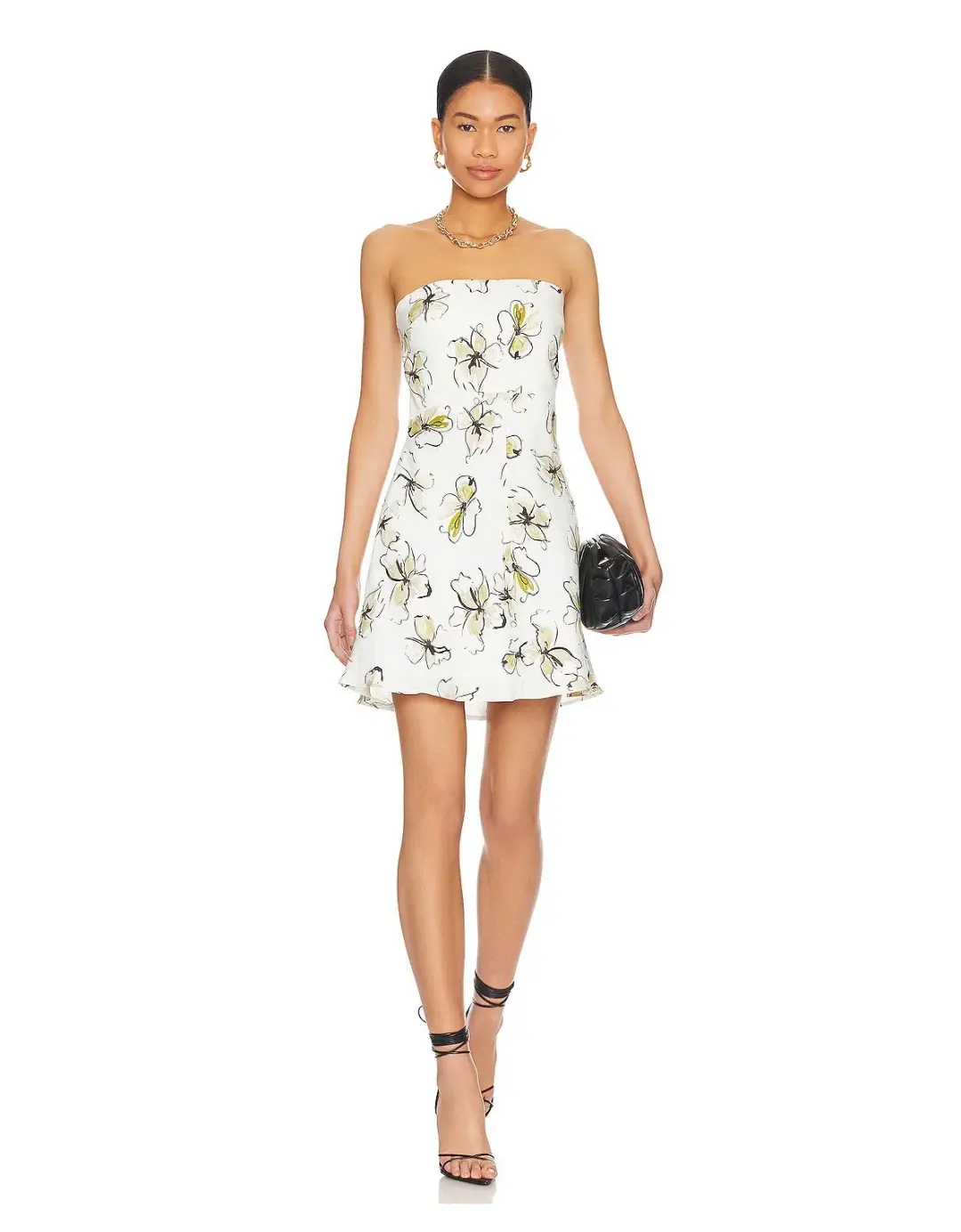Bec & Bridge Giselle Strapless Mini Dress Ivory Floral Size AU 6 for rent on The Volte - main image