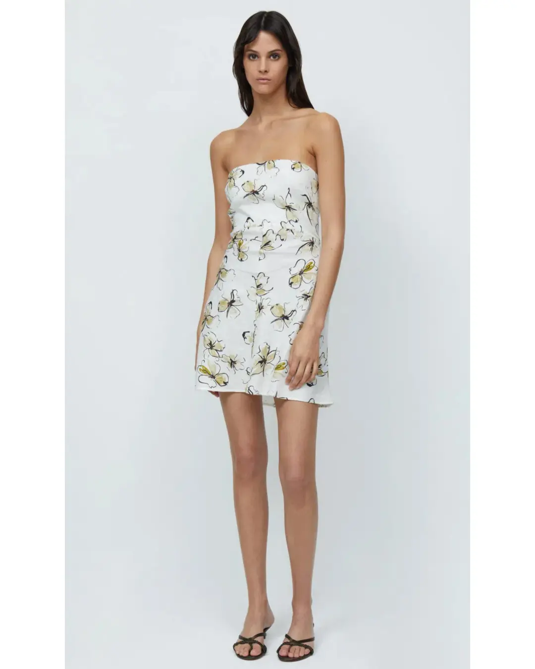 Bec & Bridge Giselle Strapless Mini Dress Ivory Floral Size AU 6 for rent on The Volte - main image