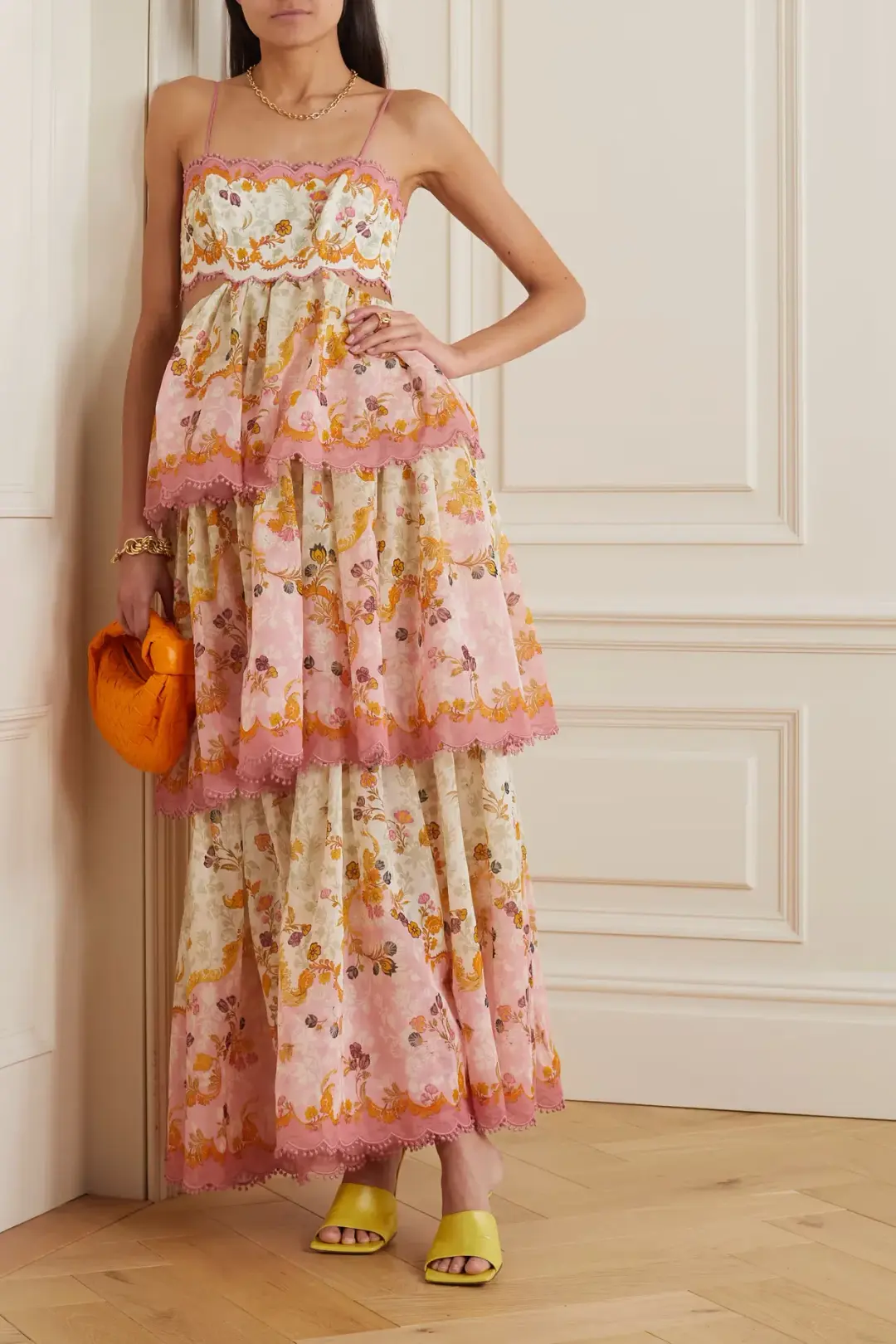 Zimmermann Laurel Frill Midi Dress Floral Size 0 / Au 8 for rent on The Volte - main image