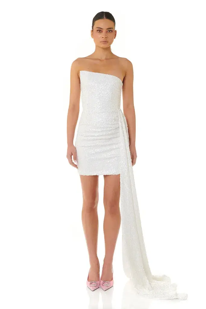 Eliya the Label Kamilla Dress White Sequin Size XL/Au 14 for rent on The Volte - main image