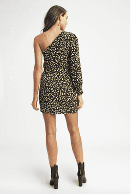 Kookai LEOPARD ONE SHOULDER DRESS SIZE 38