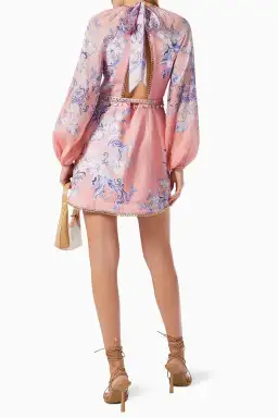 Zimmermann Postcard Mini Dress Swirl Floral Coral Size 1/Au 10 for rent on The Volte - image 3