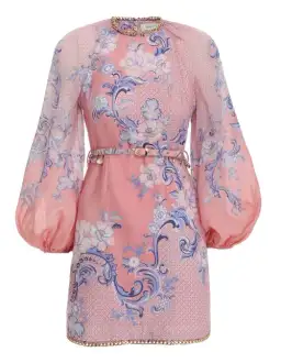 Zimmermann Postcard Mini Dress Swirl Floral Coral Size 1/Au 10 for rent on The Volte - image 4