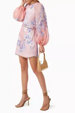 Zimmermann Postcard Mini Dress Swirl Floral Coral Size 1/Au 10 for rent on The Volte - image 2