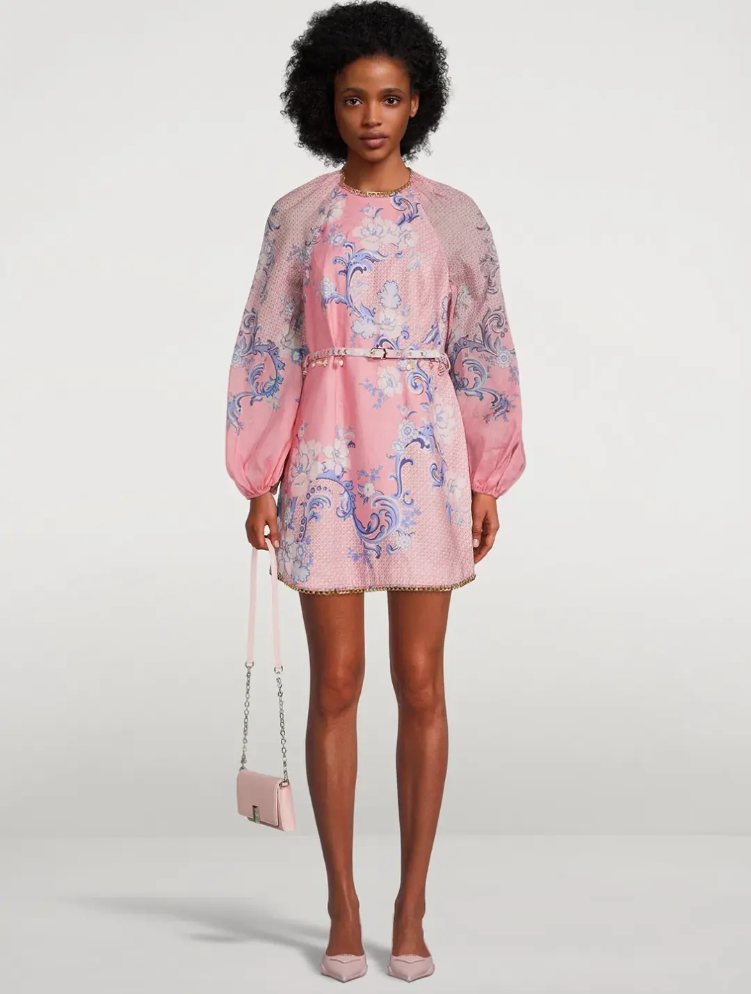 Zimmermann Postcard Mini Dress Swirl Floral Coral Size 1/Au 10 for rent on The Volte - main image