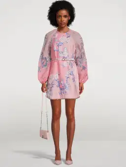 Zimmermann Postcard Mini Dress Swirl Floral Coral Size 1/Au 10 for rent on The Volte - image 1