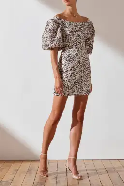 Shona Joy Dahlia Ots Fitted Mini Dress Print Size 10 for rent on The Volte - image 1