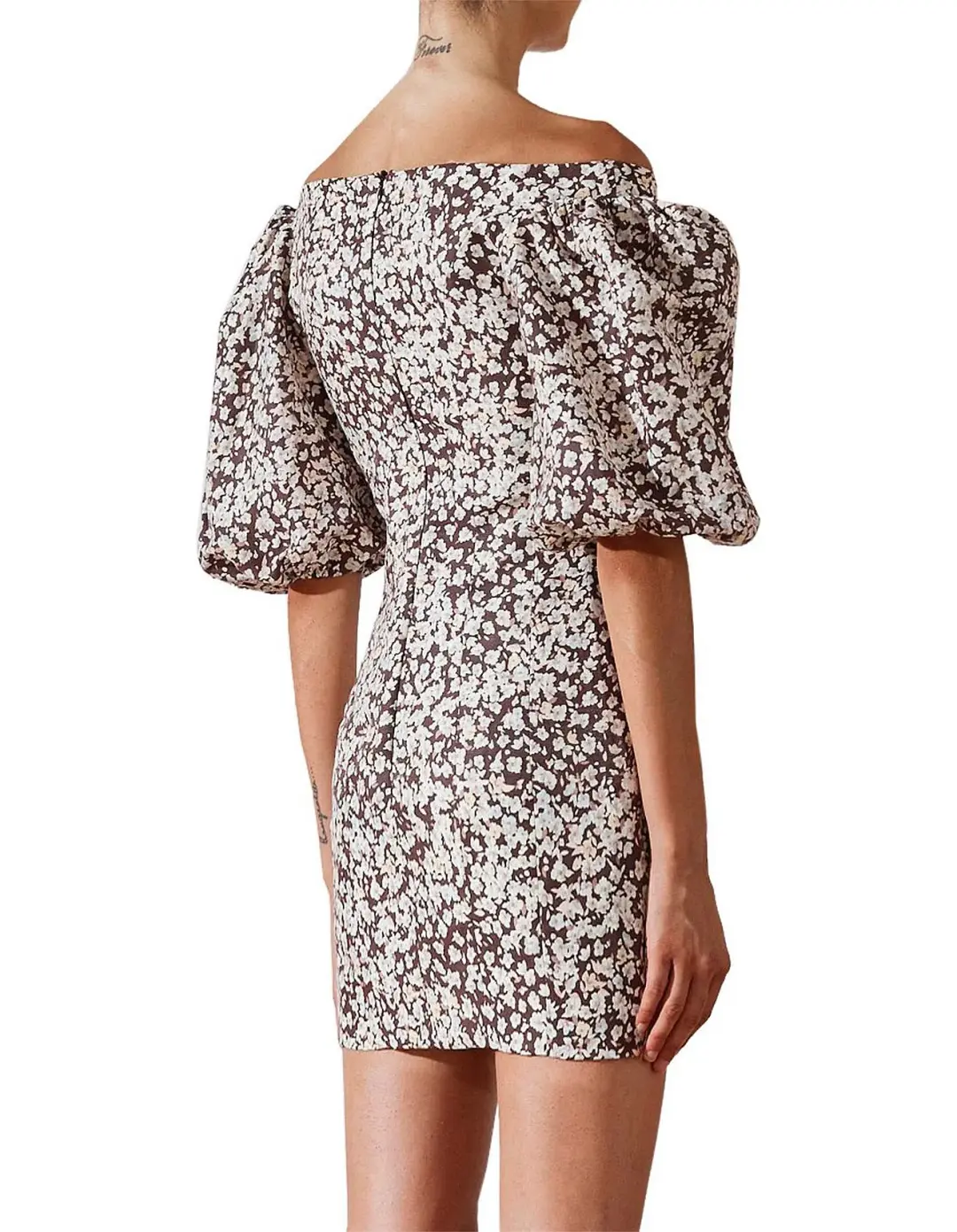 Shona Joy Dahlia Ots Fitted Mini Dress Print Size 10 for rent on The Volte - main image