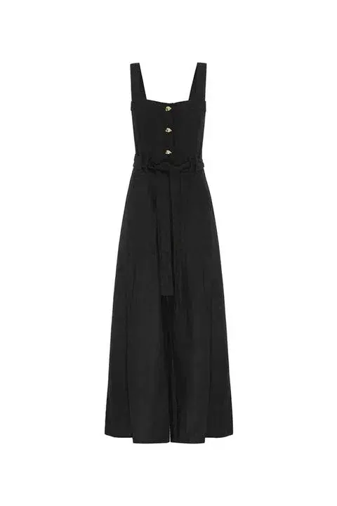 Aje Sunpointe Linen Jumpsuit Black Size 8 for rent on The Volte - main image