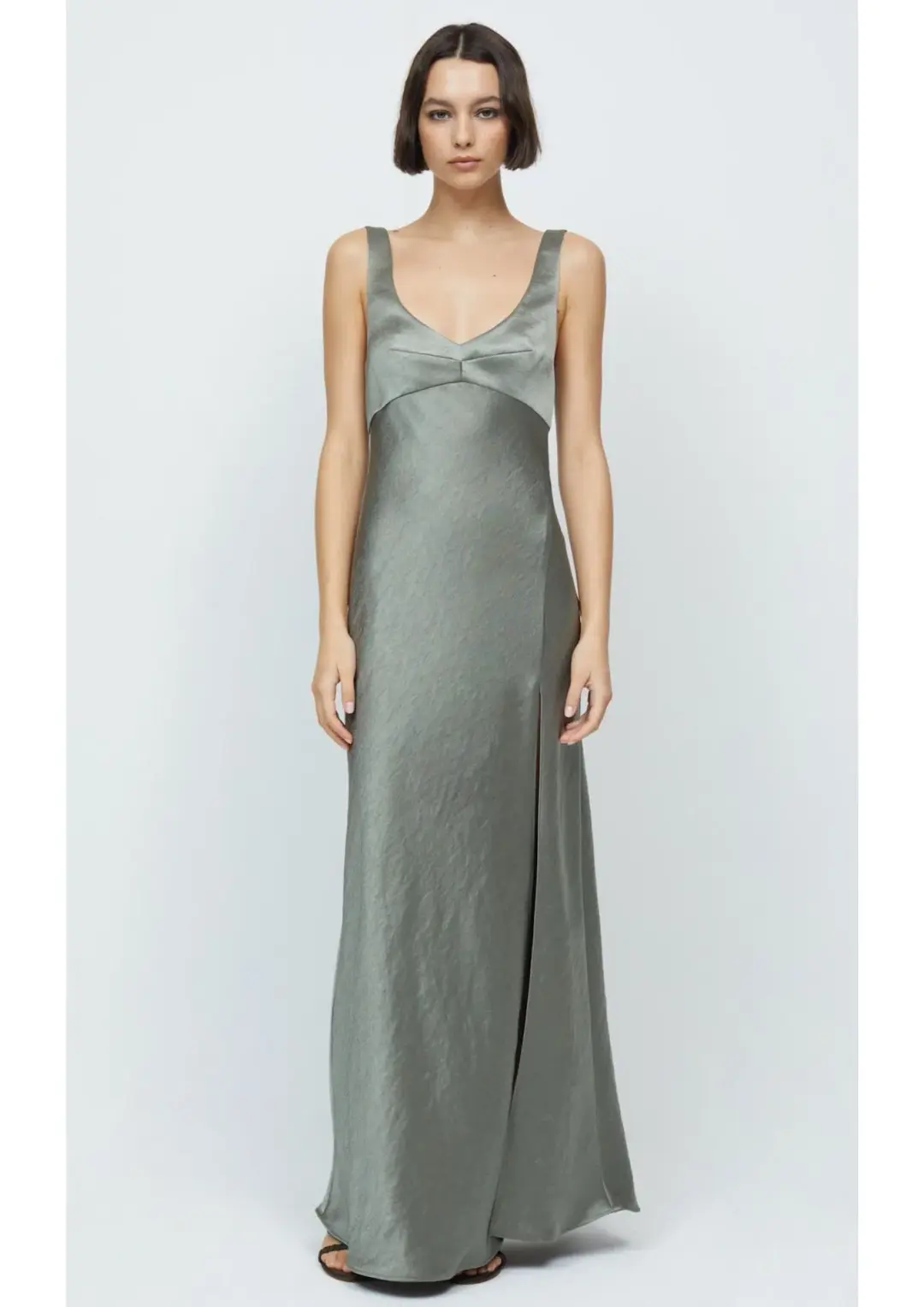 Bec & Bridge Nadia V Maxi Dress Olive Size 12 for rent on The Volte - main image