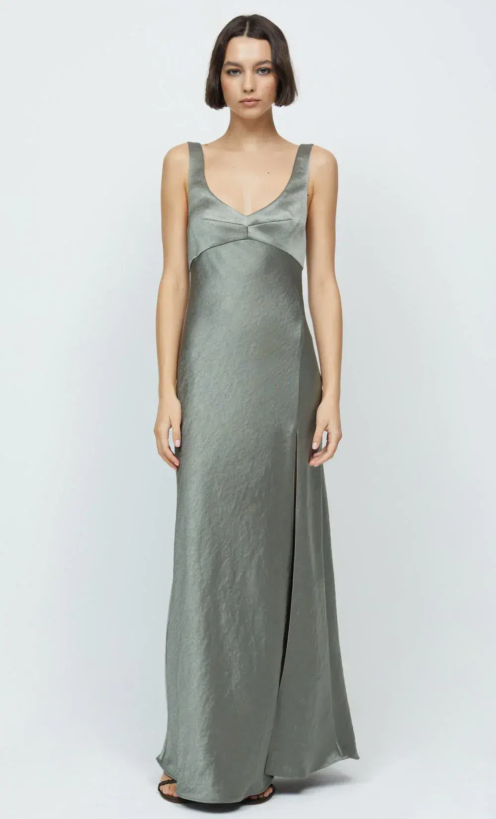 Bec & Bridge Nadia V Maxi Dress Olive Size 12 for rent on The Volte - main image