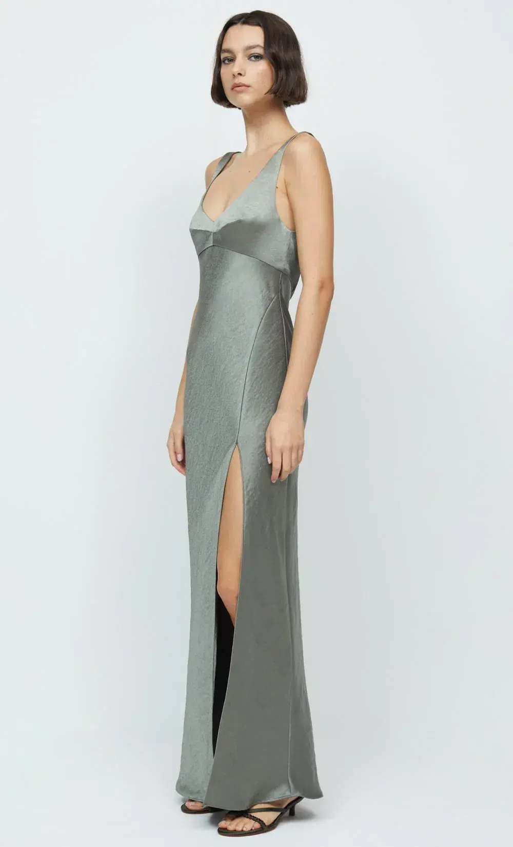 Bec & Bridge Nadia V Maxi Dress Olive Size 12 for rent on The Volte - main image