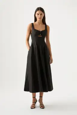 Aje Divinity Pearl Pin Midi Dress Black Size 14 for rent on The Volte - image 1