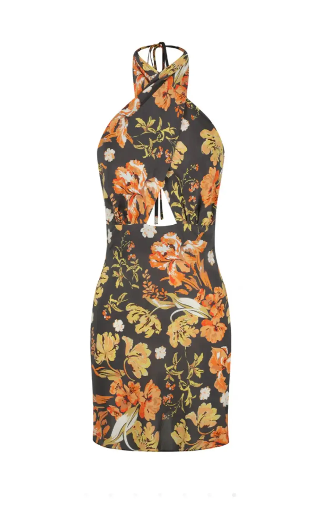 Okala Silk Cross Front Halter Mini Dress Size 10 for rent on The Volte - main image