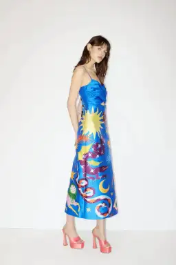 Alemais Guardian Midi Dress in Azure Multi Size AU 10 for rent on The Volte - image 2