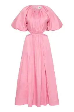 Aje Capucine Puff Sleeve Midi Dress Bon Bon Pink Size AU 8 for rent on The Volte - image 5