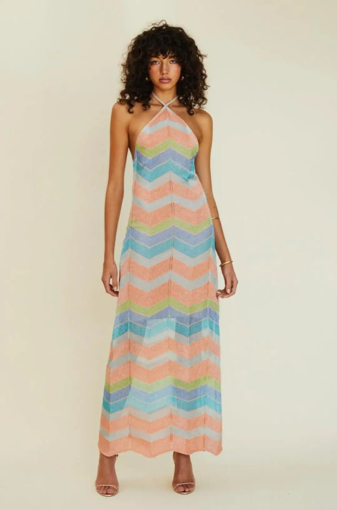 Suboo Solar Chevron Halter Maxi Dress Multi Size M / Au 10 for rent on The Volte - main image