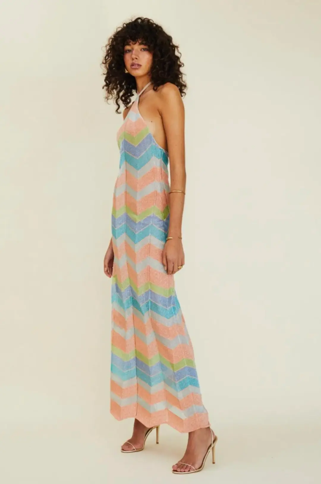Suboo Solar Chevron Halter Maxi Dress Multi Size M / Au 10 for rent on The Volte - main image