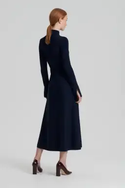 Scanlan Theodore Crepe Knit Button Polo Dress Navy Size S / Au 8 for rent on The Volte - image 3