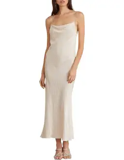 Bec & Bridge Kat Cowl Midi Dress in Cream Zebra Jacquard Size 8