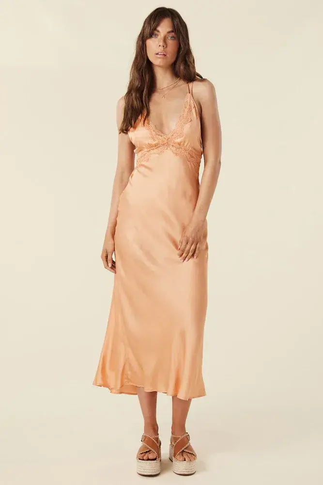 Spell Boudoir Slip Dress Peach Size 8 for rent on The Volte - main image