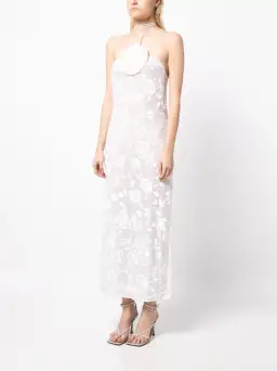 Magda Butrym Flower Applique Ivory Midi Dress White Size 34/AU 6 for rent on The Volte - image 2