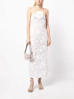 Magda Butrym Flower Applique Ivory Midi Dress White Size 34/AU 6 for rent on The Volte - image 1