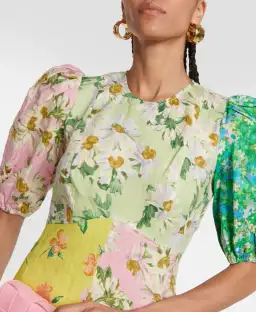 Alemais Kenzie Patchwork Linen Midi Dress Multi Floral Size 10 for rent on The Volte - image 3