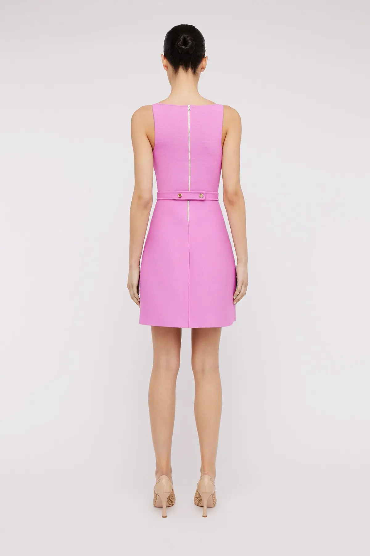 Scanlan Theodore Crepe Knit Bow Belt Dress Pink Size Small/Au 8  - Image 3
