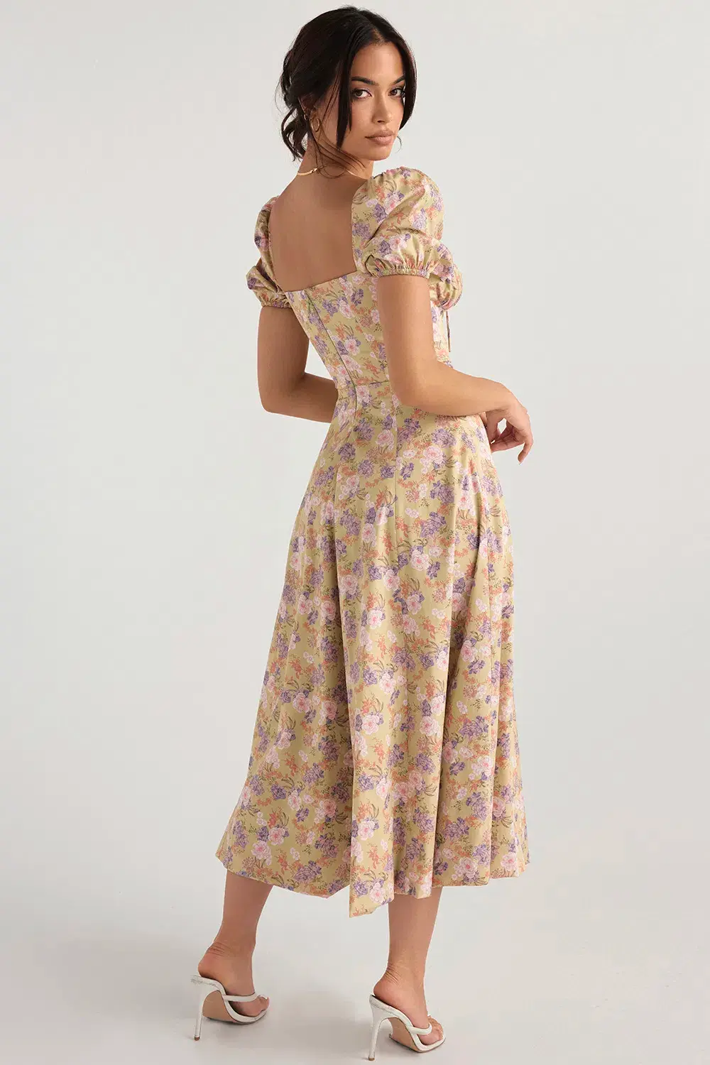 House of CB Tallulah Puff Sleeve Midi Sundress Peony Print Size 14 for rent on The Volte - main image