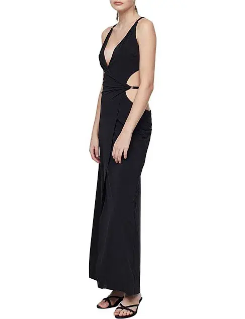 Bec & Bridge Zadie Wrap Maxi Dress Black Size 10 for rent on The Volte - main image