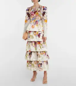 Zimmermann Prima Tiered Floral Midi-Dress Multi Floral Size 4/Au 16 for rent on The Volte - image 1