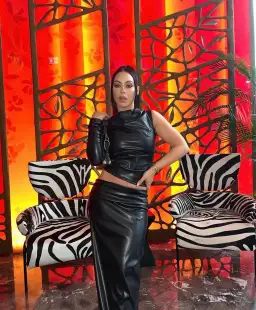 Effie Kats Tove Faux Leather Top and Skirt Set Black Size M / Au 10 for rent on The Volte - image 3