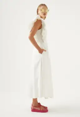 Aje Bonjour Asymmetric Midi Dress Ivory Size 8 for rent on The Volte - image 2