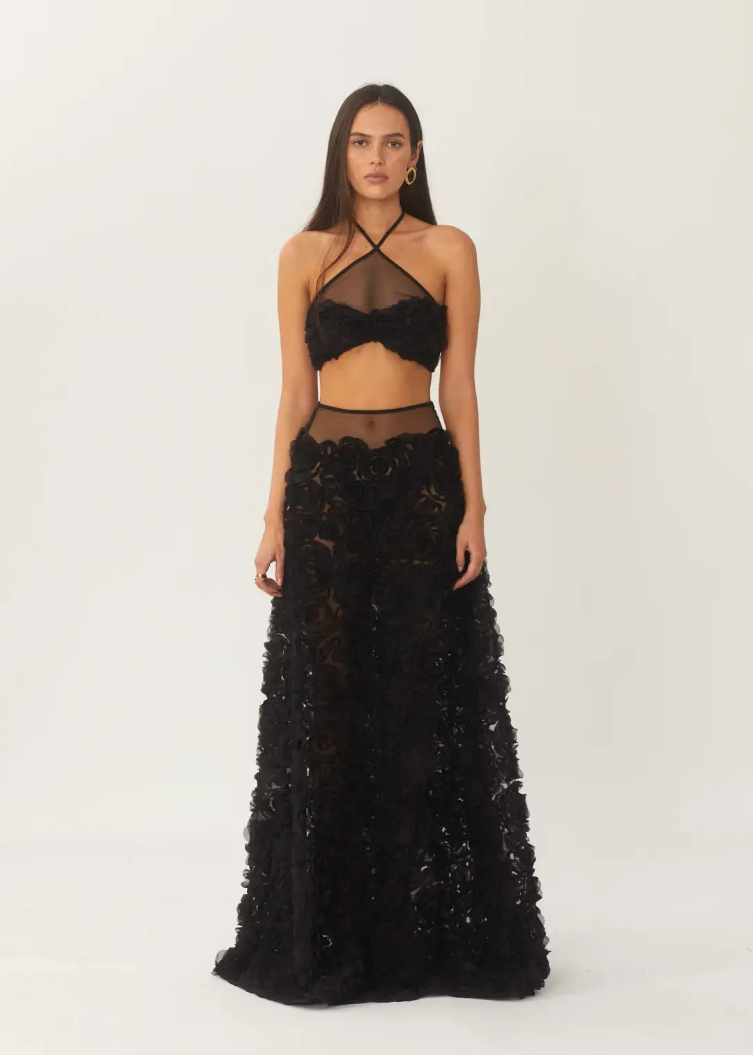 Arcina Ori Vivienne Crop and Maxi Skirt Set Black Size 10 for rent on The Volte - main image