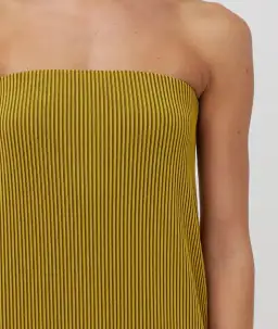 Camilla and Marc Izaro Strapless Maxi Column Dress in Brown/Gold Stripe Size 12 for rent on The Volte - image 2