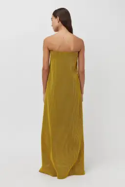 Camilla and Marc Izaro Strapless Maxi Column Dress in Brown/Gold Stripe Size 12 for rent on The Volte - image 3