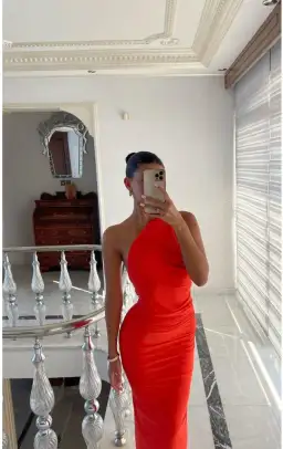 Melani The Label Constantina Gown in Tangerine Size 8 for rent on The Volte - image 1