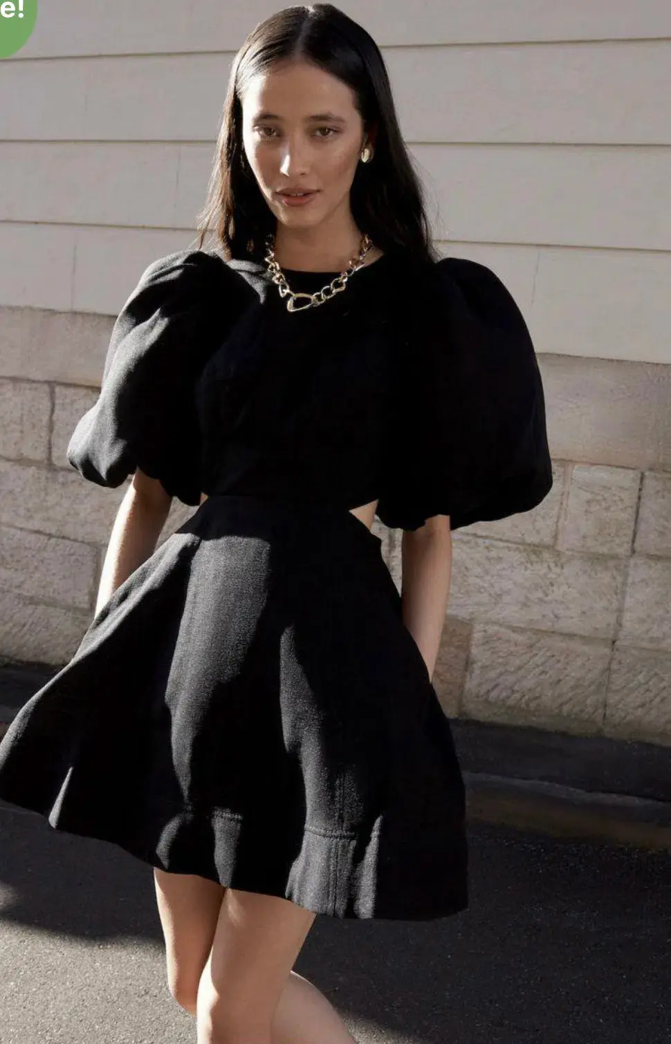 Aje Bouquet Puff Sleeve Mini Dress Black Size 12 / L for rent on The Volte - main image