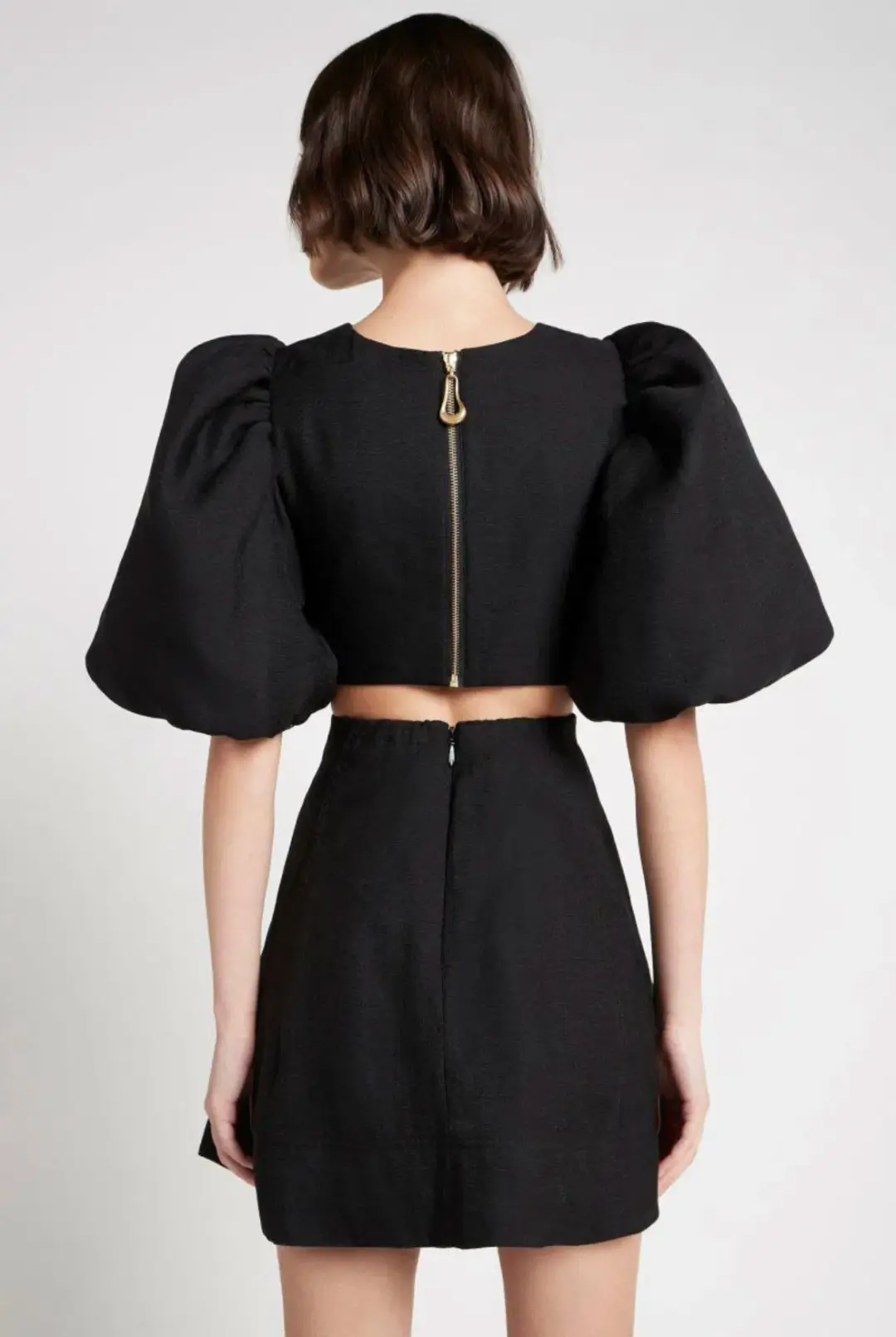 Aje Bouquet Puff Sleeve Mini Dress Black Size 12 / L for rent on The Volte - main image