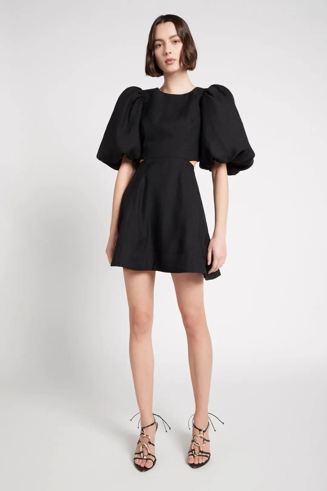 Aje Bouquet Puff Sleeve Mini Dress Black Size 12 / L for rent on The Volte - main image